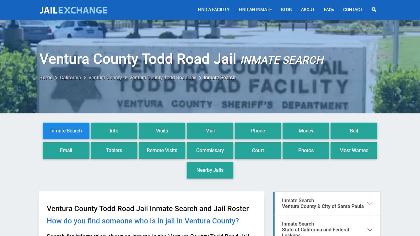 Ventura County Todd Road Jail Inmate Search - Jail Exchange