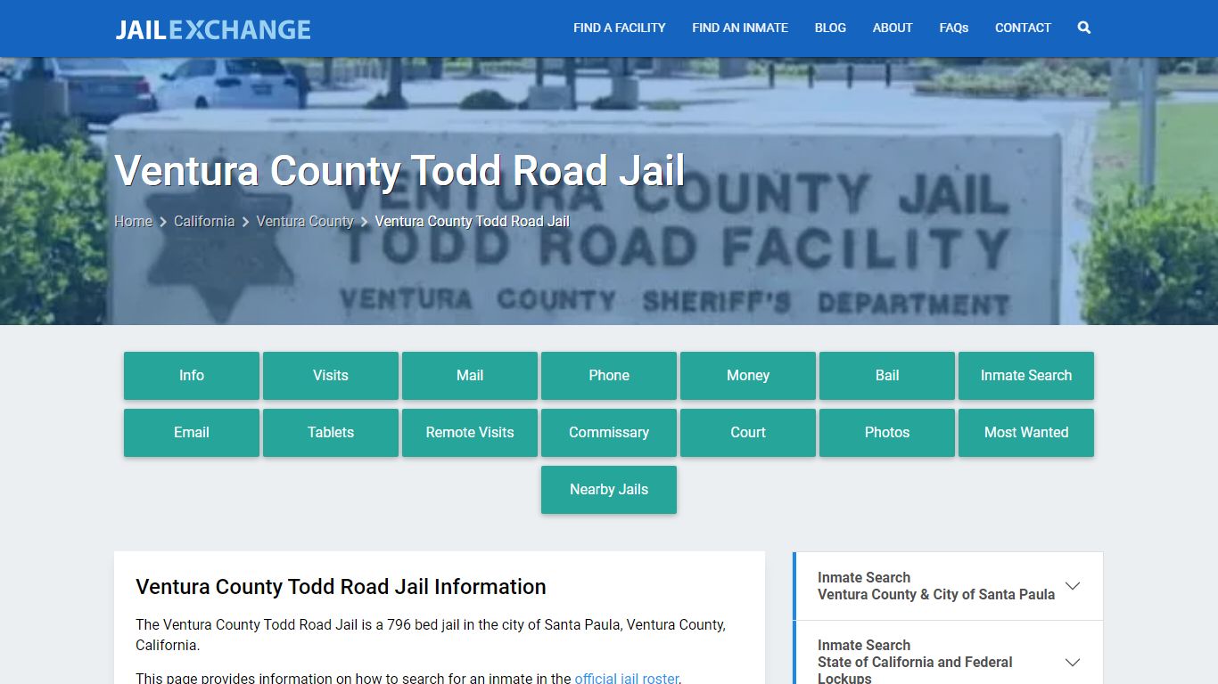 Ventura County Todd Road Jail, CA Inmate Search, Information